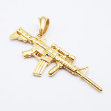 Maxbell Fake Army Rifle Machine Gun Pendant Necklace Gift Man CS Player ASG Gold