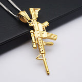 Maxbell Fake Army Rifle Machine Gun Pendant Necklace Gift Man CS Player ASG Gold