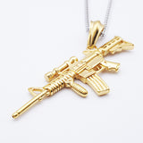 Maxbell Fake Army Rifle Machine Gun Pendant Necklace Gift Man CS Player ASG Gold