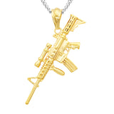 Maxbell Fake Army Rifle Machine Gun Pendant Necklace Gift Man CS Player ASG Gold