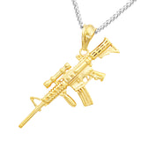 Maxbell Fake Army Rifle Machine Gun Pendant Necklace Gift Man CS Player ASG Gold