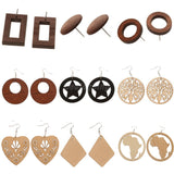 Maxbell DIY Unfinished Wooden Earrings Africian Map Cutout Drop Hook Earring Jewelry