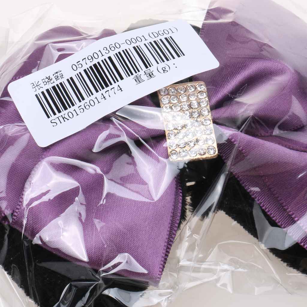 Maxbell Women Crystal Bowknot Hair Clip Cover Bun Snood Net Hair Accessory Purple