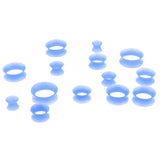 Maxbell 7 Pairs Lot Flexible Silicone Ear Gauges Thin Soft Plugs Flesh Tunnels Blue