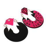 Maxbell Letter E Fashion Statement Ear Stud Punk Hip-Hop Half Circle Pattern Decor