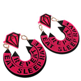 Maxbell Letter E Fashion Statement Ear Stud Punk Hip-Hop Half Circle Pattern Decor