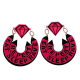 Maxbell Letter E Fashion Statement Ear Stud Punk Hip-Hop Half Circle Pattern Decor