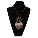 Maxbell Bohemian Fashion Dream Catcher Feather Leather Chain Pendant Necklace #1