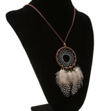 Maxbell Bohemian Fashion Dream Catcher Feather Leather Chain Pendant Necklace #1