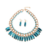 Maxbell Ethnic Gypsy Tribal Boho Water Droplet Necklace Earrings Fashion Jewelry Set  Sky Blue