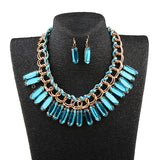 Maxbell Ethnic Gypsy Tribal Boho Water Droplet Necklace Earrings Fashion Jewelry Set  Sky Blue