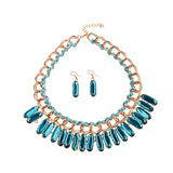 Maxbell Ethnic Gypsy Tribal Boho Water Droplet Necklace Earrings Fashion Jewelry Set  Sky Blue