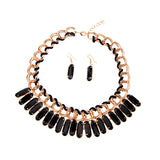 Maxbell Ethnic Gypsy Tribal Boho Water Droplet Necklace Earrings Fashion Jewelry Set  Black