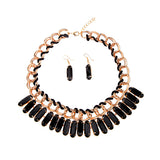 Maxbell Ethnic Gypsy Tribal Boho Water Droplet Necklace Earrings Fashion Jewelry Set  Black