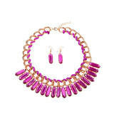 Maxbell Ethnic Gypsy Tribal Boho Water Droplet Necklace Earrings Fashion Jewelry Set  Purple