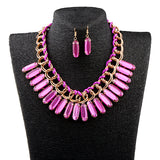 Maxbell Ethnic Gypsy Tribal Boho Water Droplet Necklace Earrings Fashion Jewelry Set  Purple