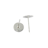 Maxbell 100pcs 8mm Blank Pad Stud Earring Post Peg Pin DIY Making Findings-Silver
