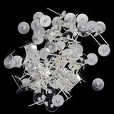 Maxbell 100pcs 8mm Blank Pad Stud Earring Post Peg Pin DIY Making Findings-Silver