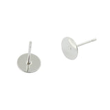 Maxbell 100pcs 8mm Blank Pad Stud Earring Post Peg Pin DIY Making Findings-Silver