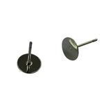 Maxbell 100pcs 8mm Blank Pad Stud Earring Post Peg Pin DIY Making Findings-Black