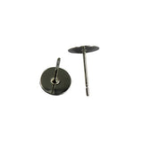 Maxbell 100pcs 8mm Blank Pad Stud Earring Post Peg Pin DIY Making Findings-Black