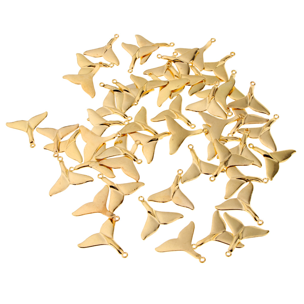 Maxbell 50 Pieces Sea Animal Whale Tail Pendant Findings Bead Crafts Gold