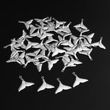 Maxbell 50 Pieces Sea Animal Whale Tail Pendant Findings Bead Crafts Antique Silver