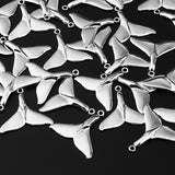 Maxbell 50 Pieces Sea Animal Whale Tail Pendant Findings Bead Crafts Antique Silver