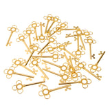 Maxbell 30 Pieces Ethnic Key Hollow Charm Pendant Jewelry DIY Makings Gold