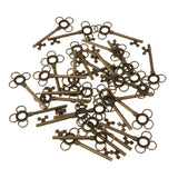 Maxbell 30 Pieces Ethnic Key Hollow Charm Pendant Jewelry DIY Makings Antique Brass