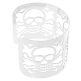 Maxbell Punk Women Silver Metal Skull Heads Hollow Open Wide Bangle Cuff Bracelet