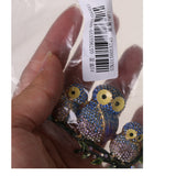 Maxbell Cute Crystal Enamel Three Owls Family Animal Brooch Pin Jewelry Purple