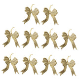 Maxbell 10pcs Glitter Bowknot Shape Christmas Tree Decoration Hanger Ornaments Gold