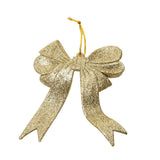 Maxbell 10pcs Glitter Bowknot Shape Christmas Tree Decoration Hanger Ornaments Gold