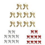 Maxbell 10pcs Glitter Bowknot Shape Christmas Tree Decoration Hanger Ornaments Gold