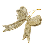 Maxbell 10pcs Glitter Bowknot Shape Christmas Tree Decoration Hanger Ornaments Gold
