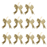 Maxbell 10pcs Glitter Bowknot Shape Christmas Tree Decoration Hanger Ornaments Gold