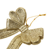 Maxbell 10pcs Glitter Bowknot Shape Christmas Tree Decoration Hanger Ornaments Gold