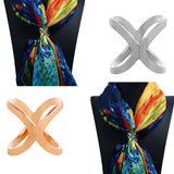 Maxbell Women Silk Chiffon Scarf Clip Ring Holder Wedding Party Cross Buckle Golden