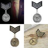 Maxbell Men Medal Military Army Uniform Style Brooch Pin Jewelry Antique Gold