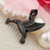 Maxbell Stainless Steel Hummingbird Pendant Urn Cremation Jewelry For Ashes Black