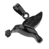 Maxbell Stainless Steel Hummingbird Pendant Urn Cremation Jewelry For Ashes Black