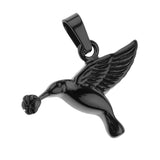 Maxbell Stainless Steel Hummingbird Pendant Urn Cremation Jewelry For Ashes Black