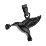 Maxbell Stainless Steel Hummingbird Pendant Urn Cremation Jewelry For Ashes Black