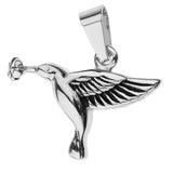 Maxbell Stainless Steel Hummingbird Pendant Urn Cremation Jewelry For Ashes Silver