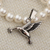 Maxbell Stainless Steel Hummingbird Pendant Urn Cremation Jewelry For Ashes Silver