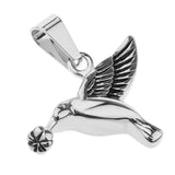 Maxbell Stainless Steel Hummingbird Pendant Urn Cremation Jewelry For Ashes Silver