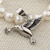 Maxbell Stainless Steel Hummingbird Pendant Urn Cremation Jewelry For Ashes Silver