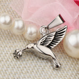 Maxbell Stainless Steel Hummingbird Pendant Urn Cremation Jewelry For Ashes Silver