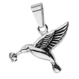 Maxbell Stainless Steel Hummingbird Pendant Urn Cremation Jewelry For Ashes Silver